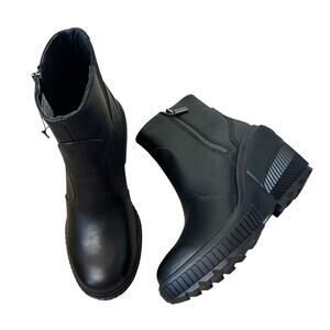 SOREL Ona Ave Zip Wedge Bootie Black Size 9